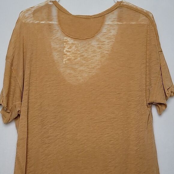 Free People Sheer Desert Sand Oversized Top Size Small - Picture 7 of 9